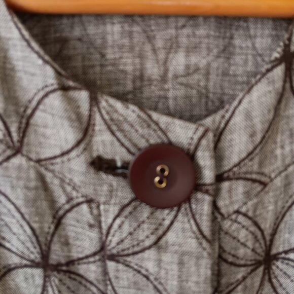 JM Collection Women's Plus Brown Linen Flower Circle Jacket Size 16 - Picture 5 of 11